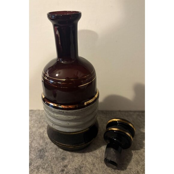 Vintage MCM Smokey and Gold Glass Decanter  # 3012 - Picture 1 of 6